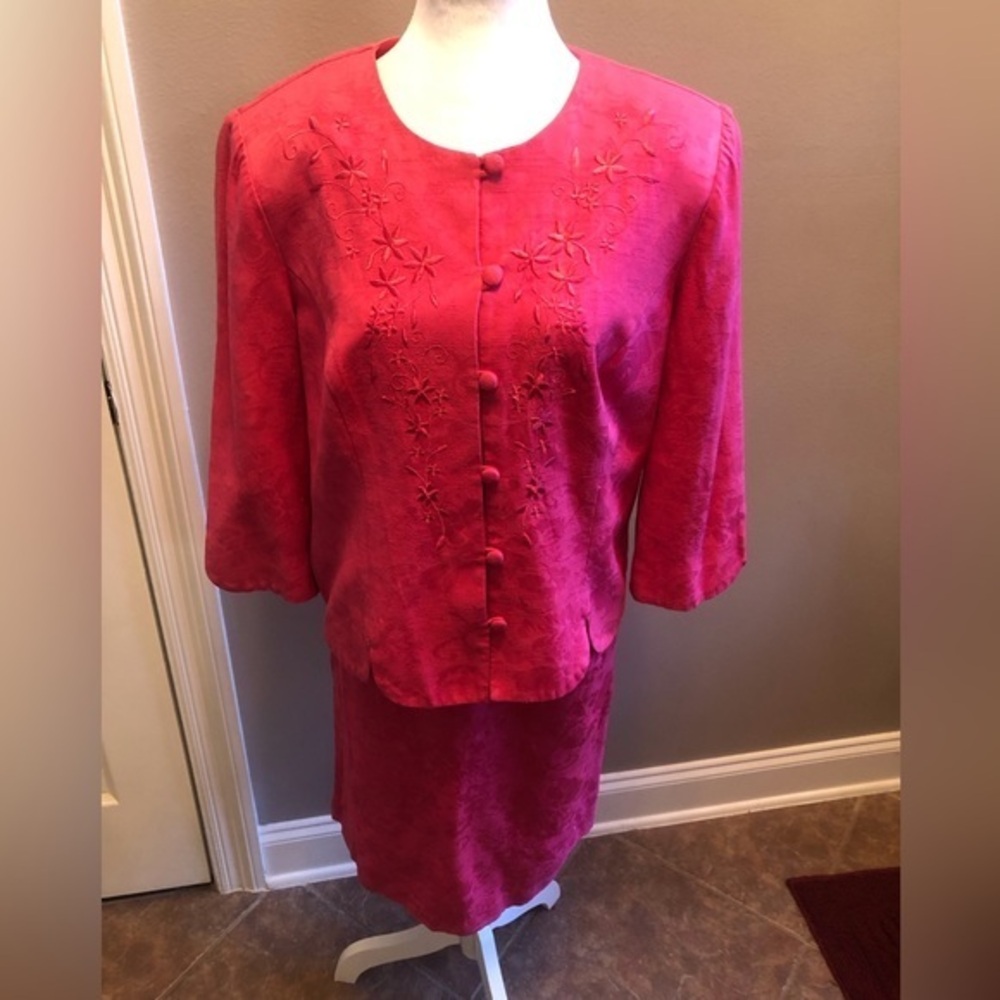 Miss Dorby Hot Pink 2 Piece Skirt Suit Size 14